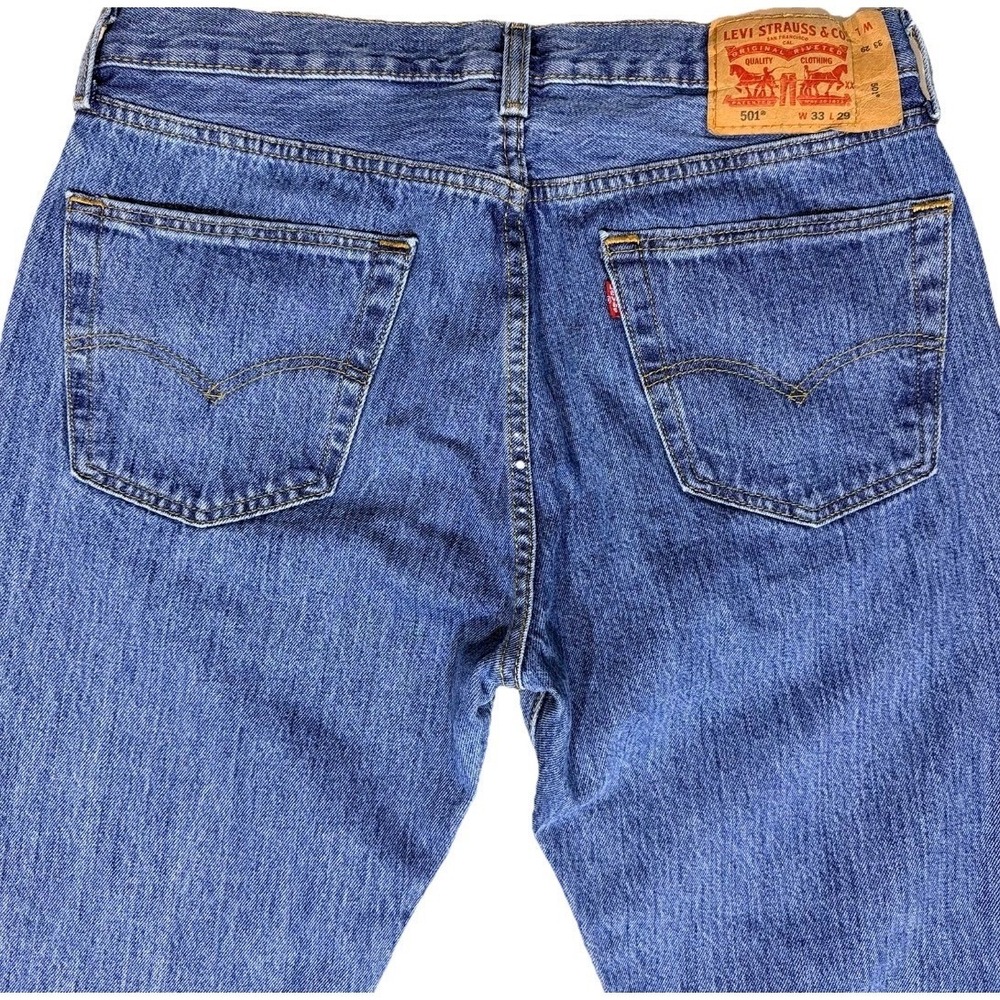 Levis 501 Original Fit Mens Blue Straight Leg Jeans W33 L29 00501-0193 - Picture 7 of 12